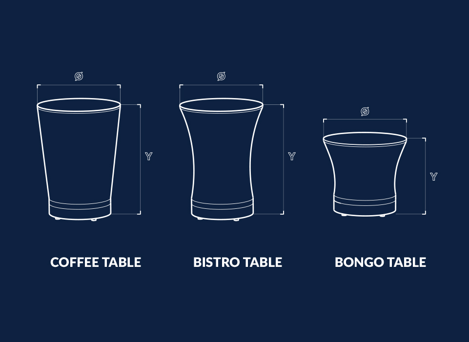 Dimensiuni mese gonflabile evenimente Coffee, Bistro, Bongo